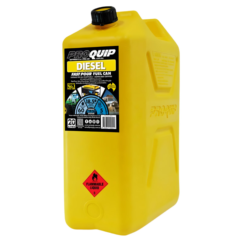 20L Plastic Fast Pour Fuel Can – Diesel Yellow - Agency Spare Parts ...